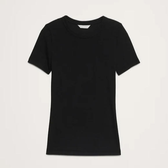 Banana Republic Black Ribbed Short Sleeve T-Shirt | Size Large - Picture 5 of 5